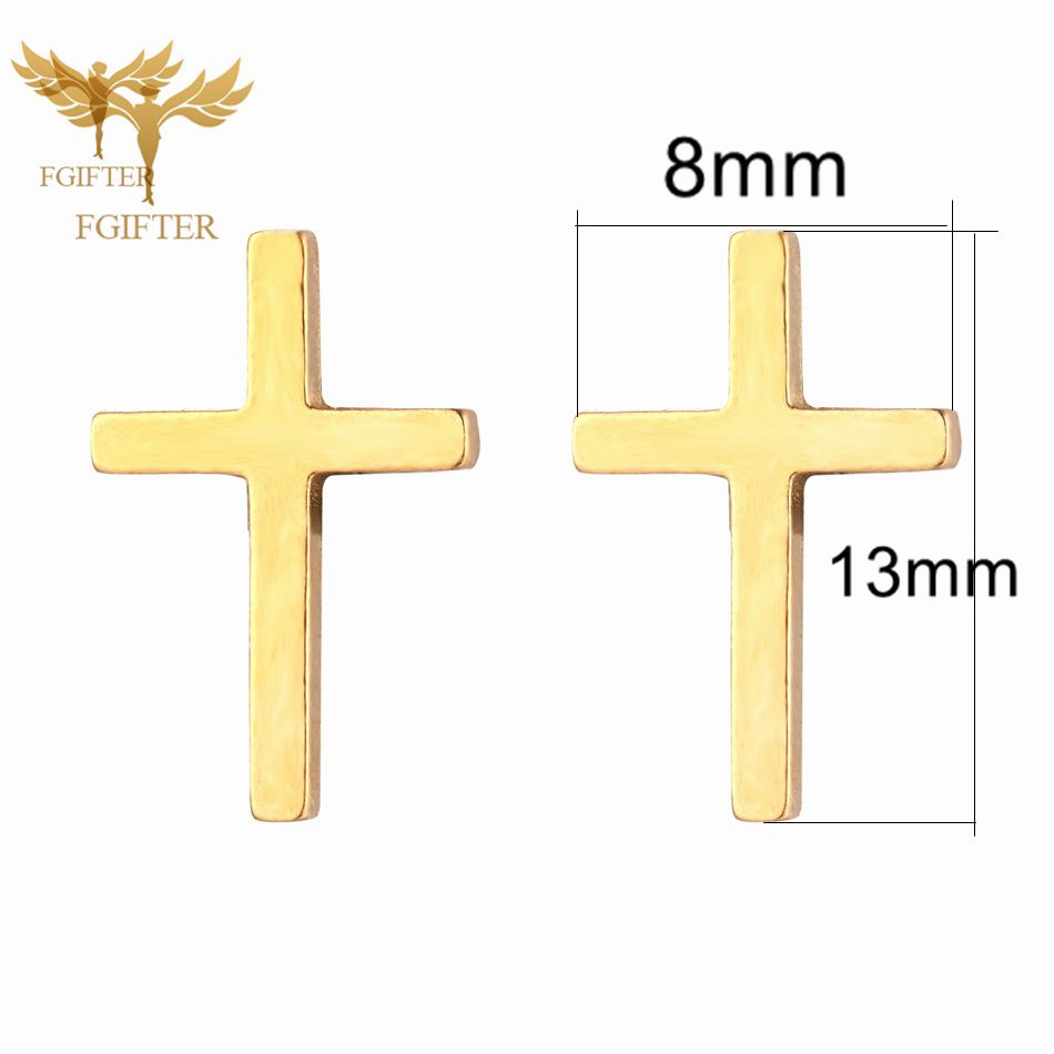 3 Pairs Stainless Steel Gold Cross Earrings Set