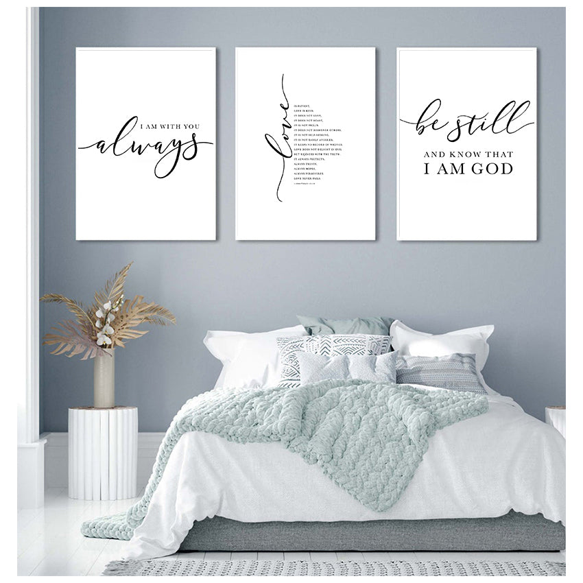 Christian Cursive Quotes Printed Wall Art