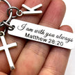 Matthew 28:20 + Initial Laser Engraved Scripture Key Chain