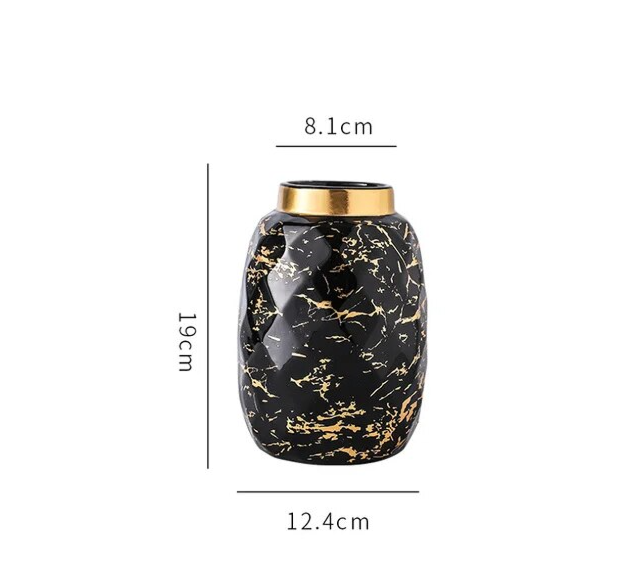 Marble Pattern Ceramic Gold Lid Vase