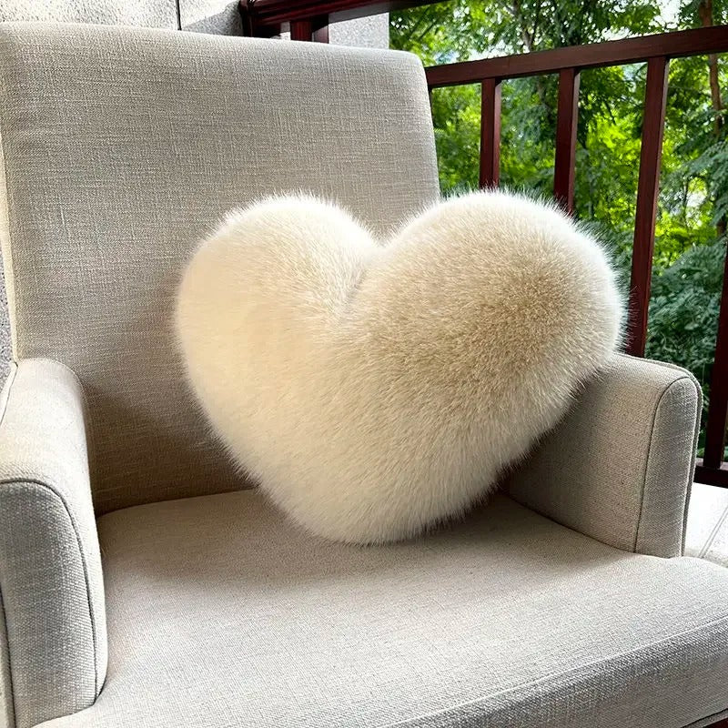 Luxe Heart Faux Fur Cushion