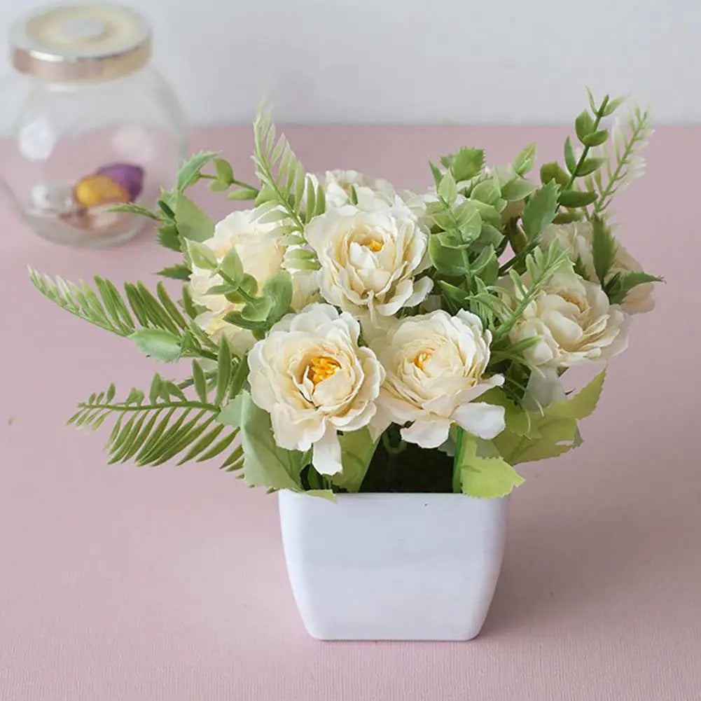 Multi-Colour Rose Artificial Potted Flowers