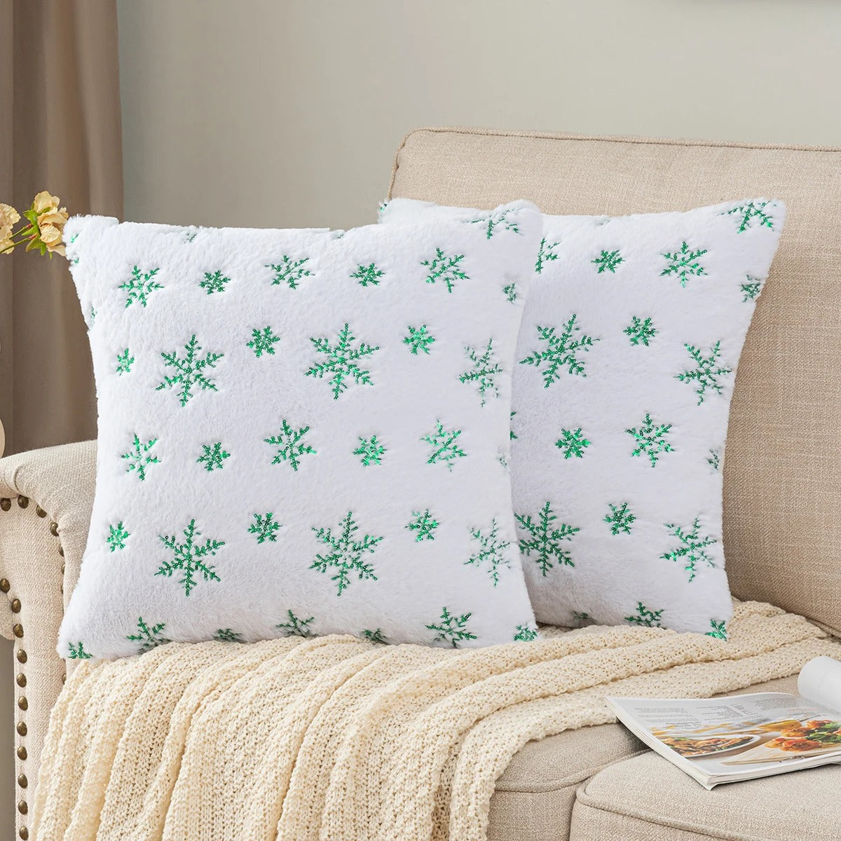 Tousled Christmas Tree Embroided Cushion Cover