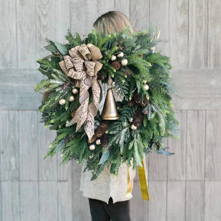 Pine & Bells Garland Christmas Wreath