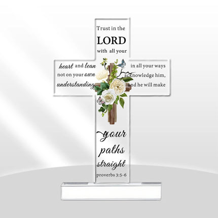 Acrylic Floral Standing Cross