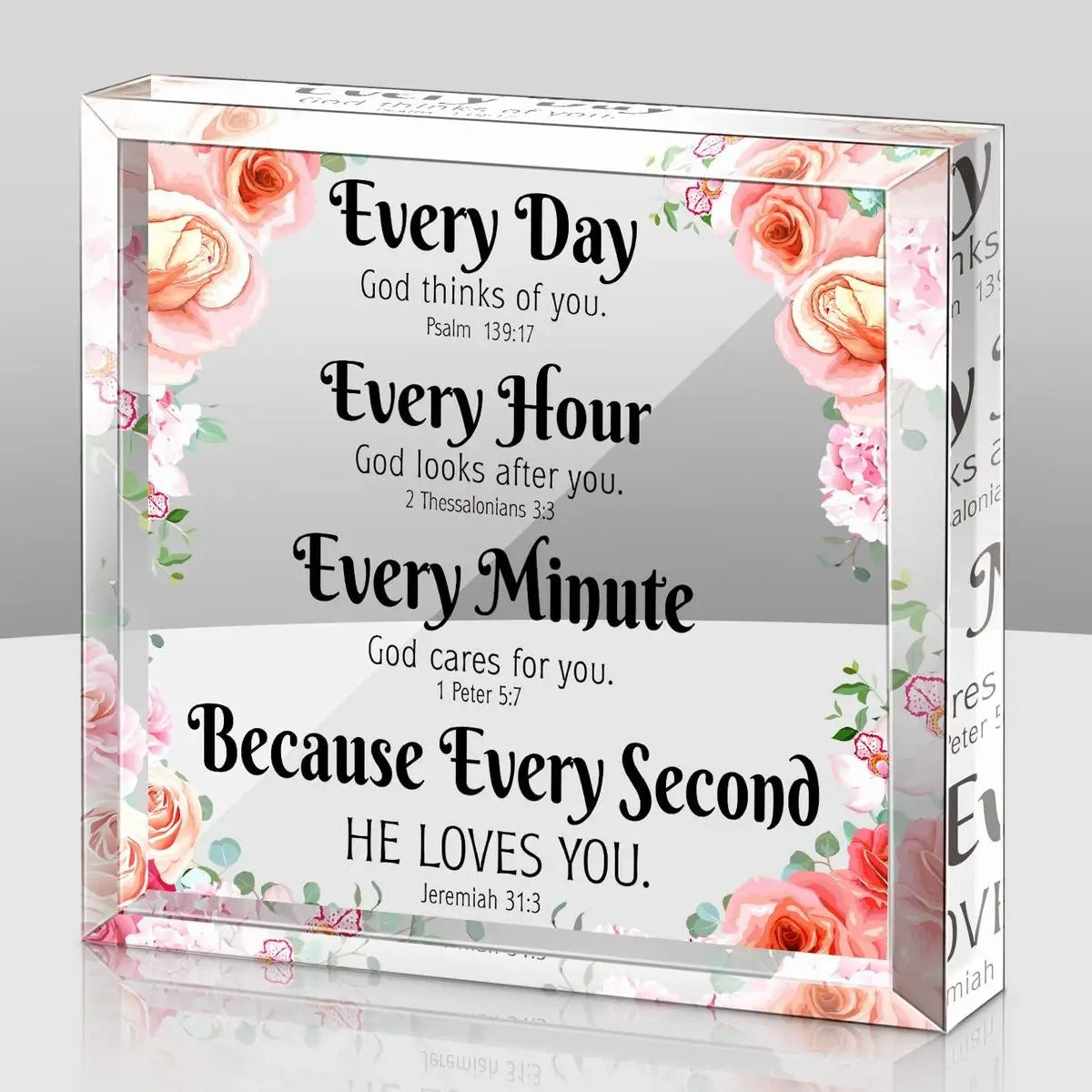 God Loves You Floral Square Plaque