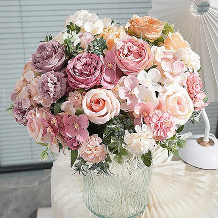 Artificial Peony & Hydrangea Bouquet