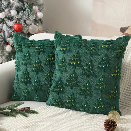 Christmas Tree Lights Fur Cushion Covers