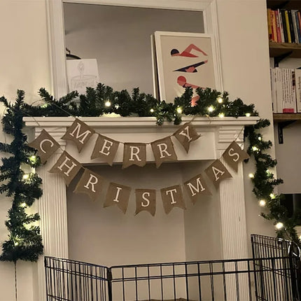 Merry Christmas Rustic Burlap Banner