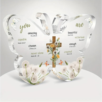 Acrylic Butterfly Cross Plaque