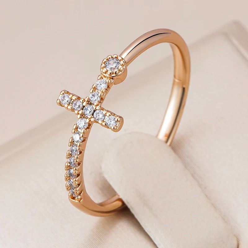 Rose Gold Cross Ring