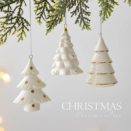 Snow Dusted Christmas Tree Hanging Ornaments