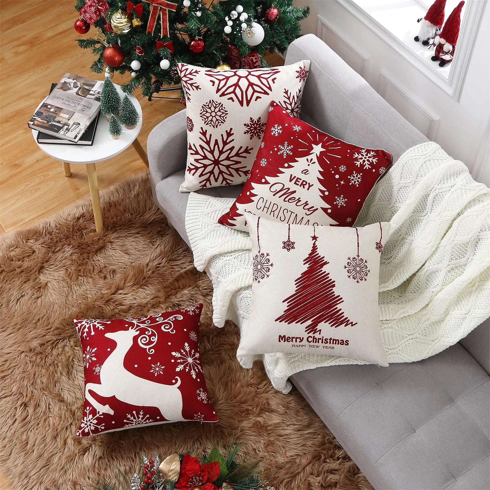 Holiday Cheer Christmas Cushion Cover Set (Set of 4)