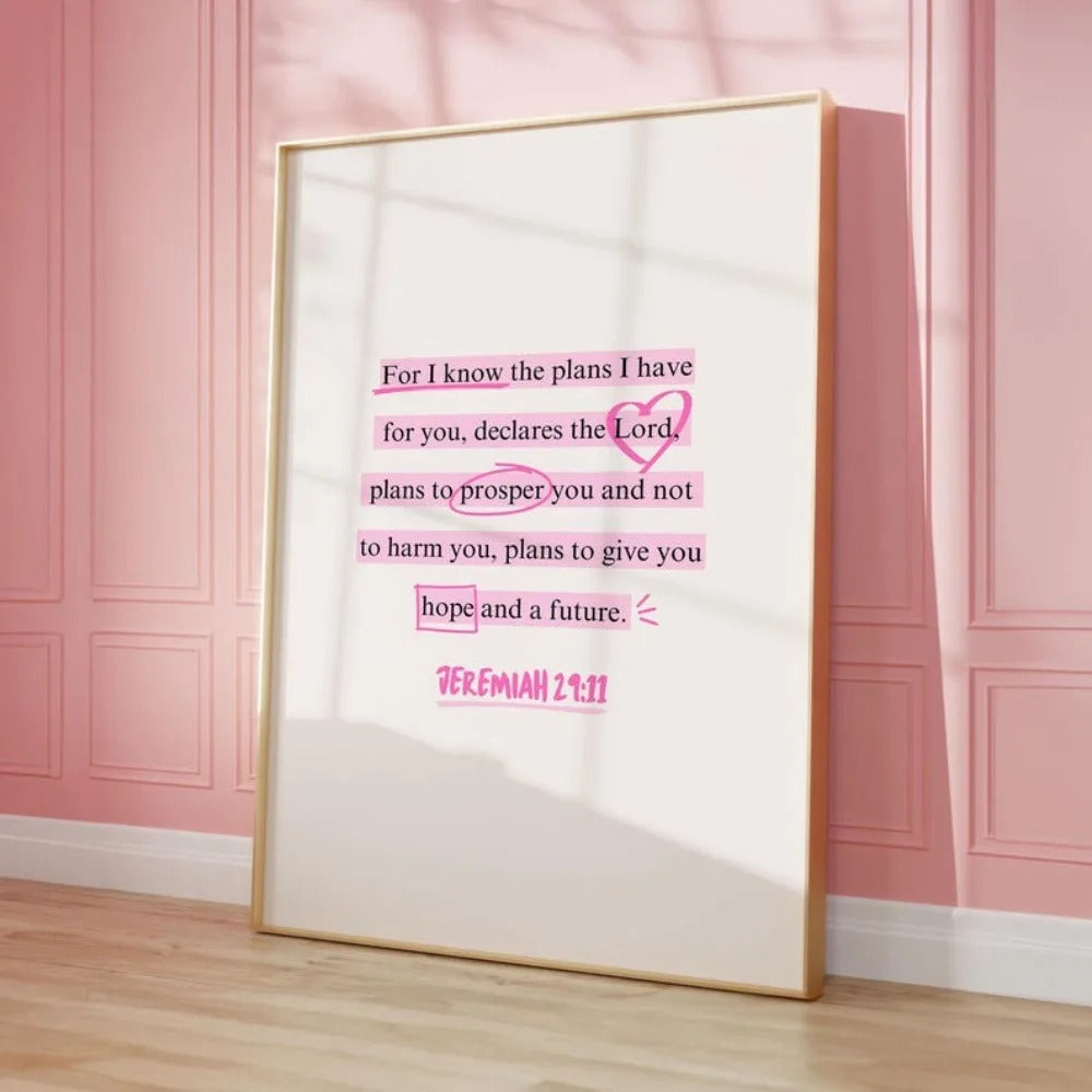 Grace in Pink Jeremiah Scripture Wall Art
