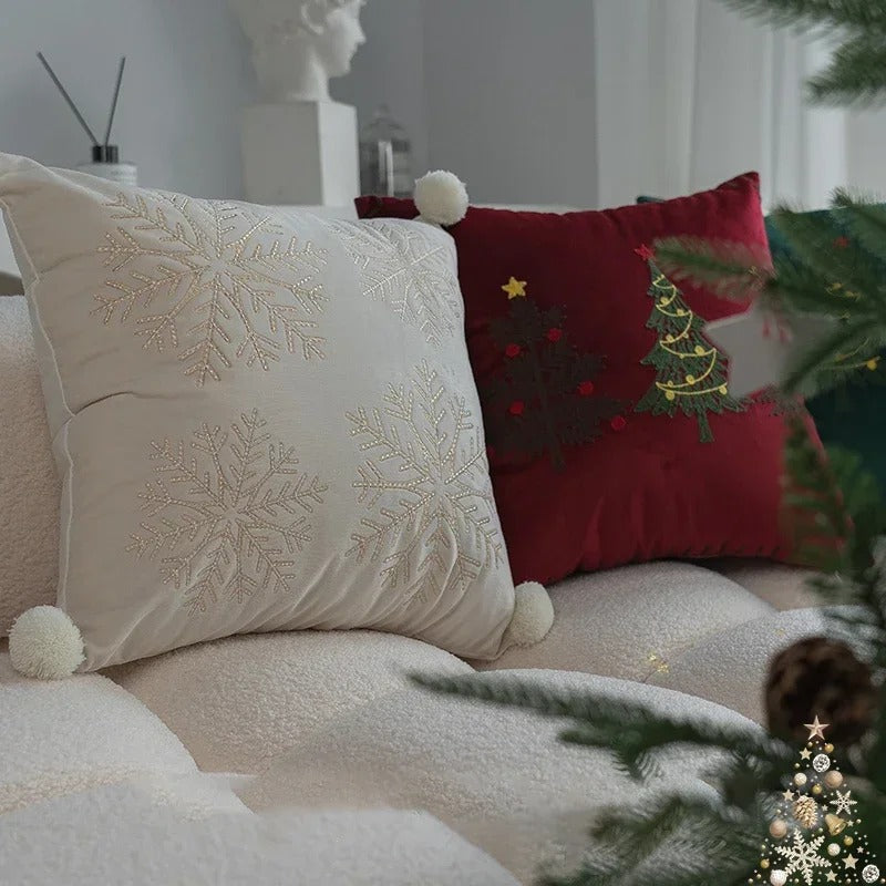 Christmas Tree Embroided Cushion Cover