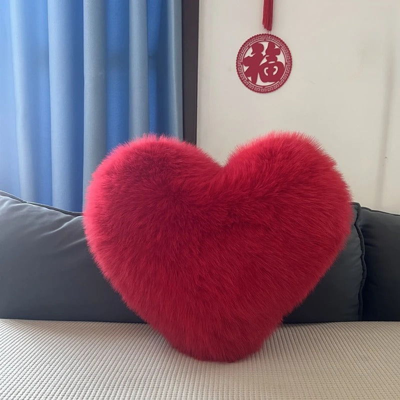 Luxe Heart Faux Fur Cushion