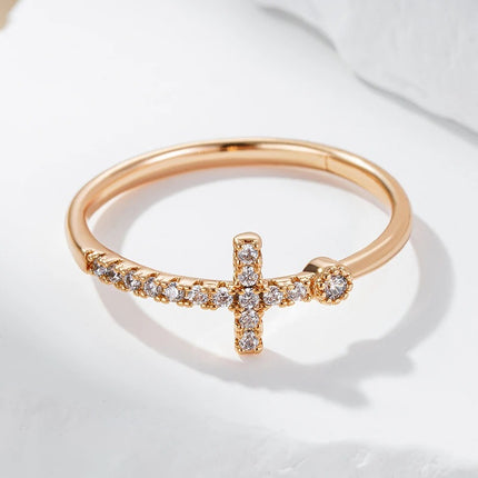 Rose Gold Cross Ring