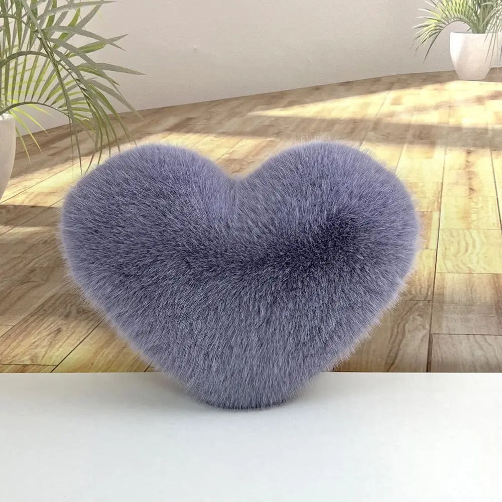 Luxe Heart Faux Fur Cushion
