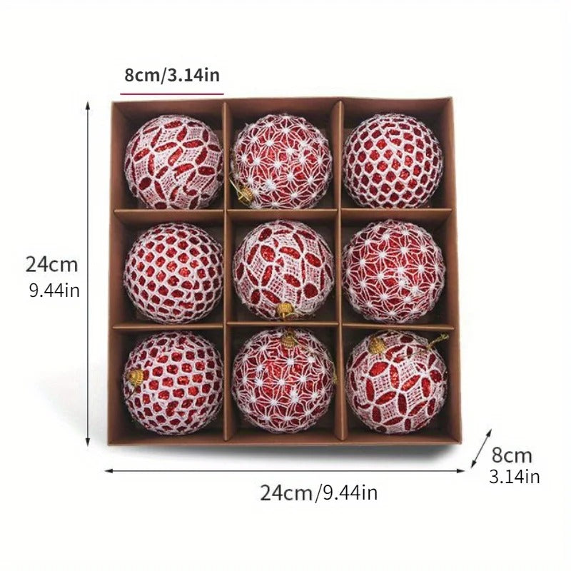 Glossy Christmas Balls Ornaments Set of 9