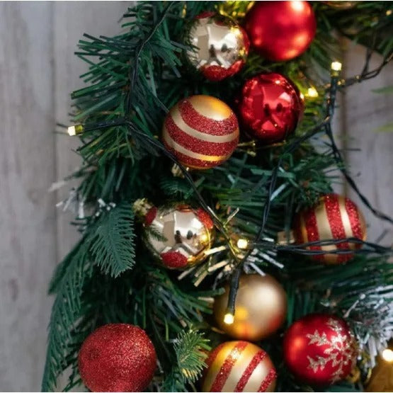 Gold & Red Christmas Tree Decorations Set of 50