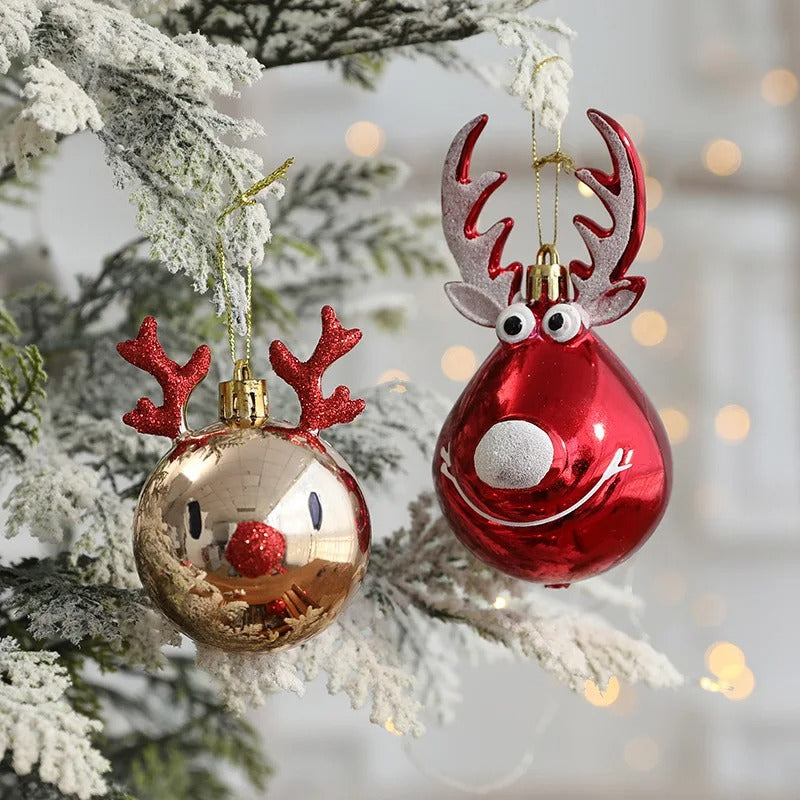 Reindeer Christmas Baubles Set of 2 Ornaments