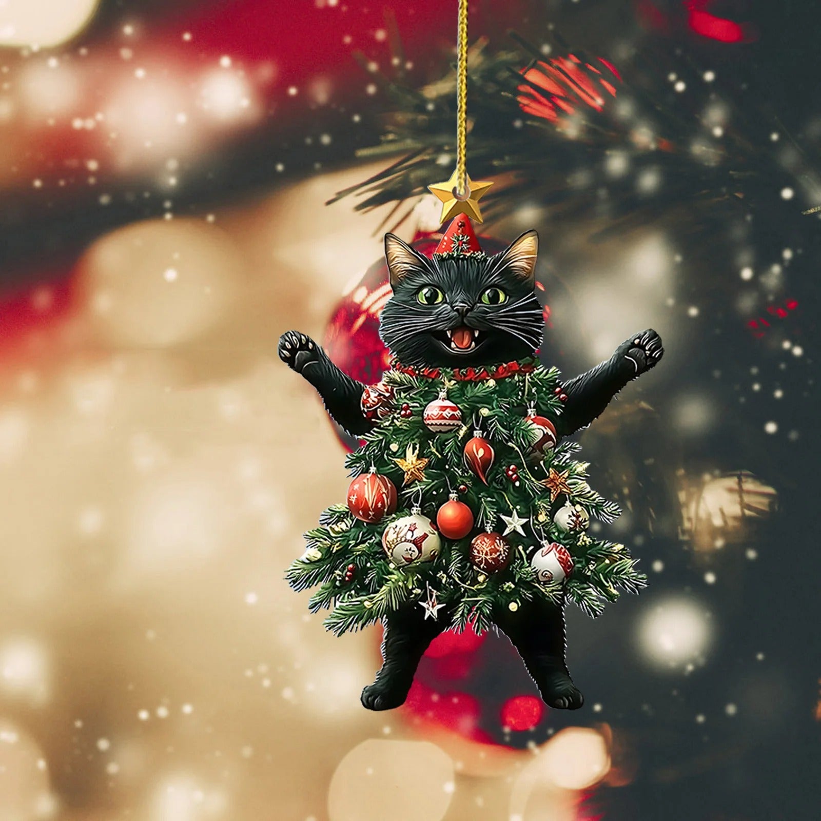 Cat Christmas Tree Ornament