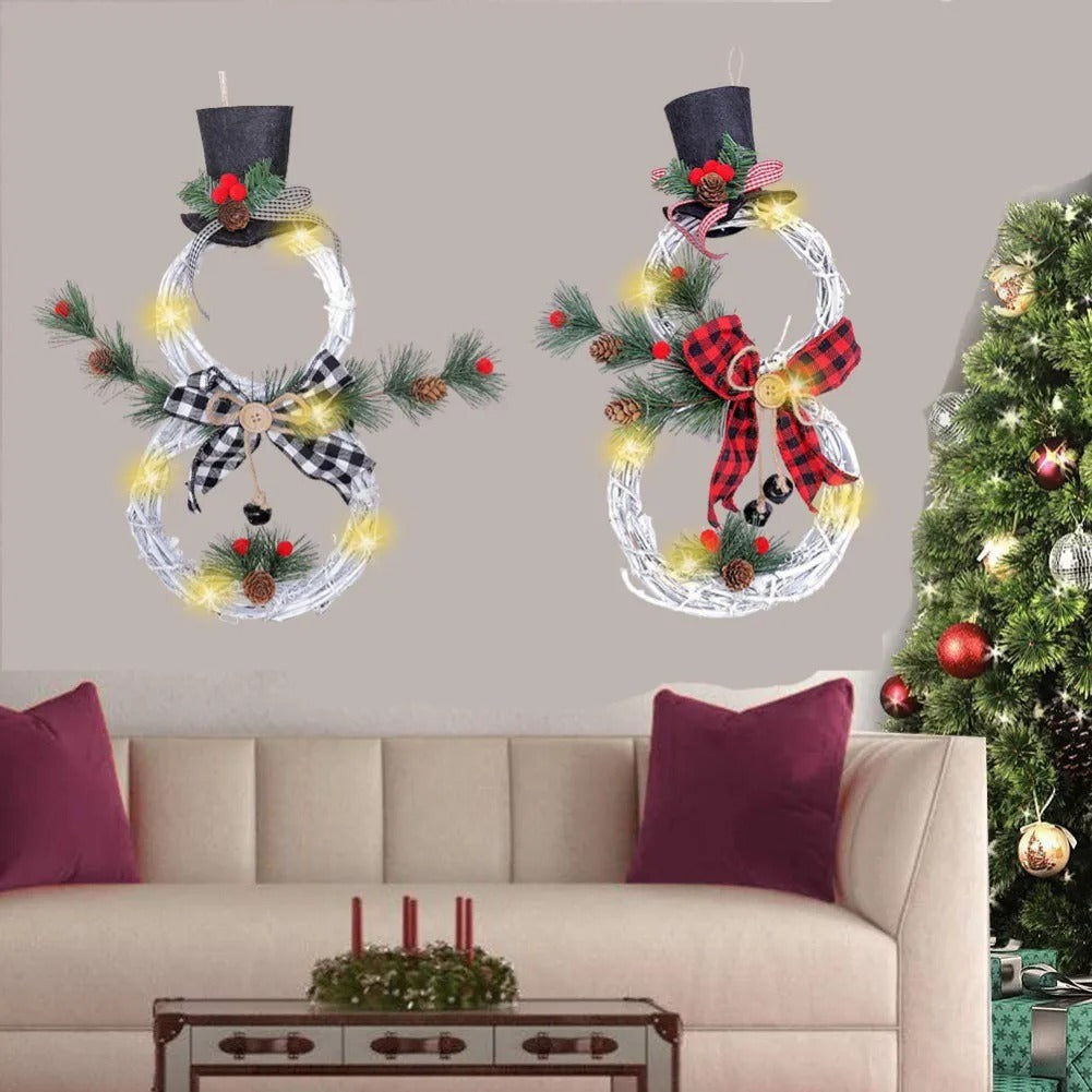 Christmas Luminous Snowman LED Wreath