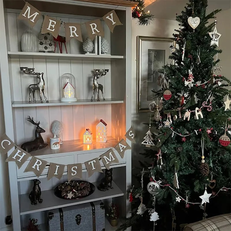 Merry Christmas Rustic Burlap Banner