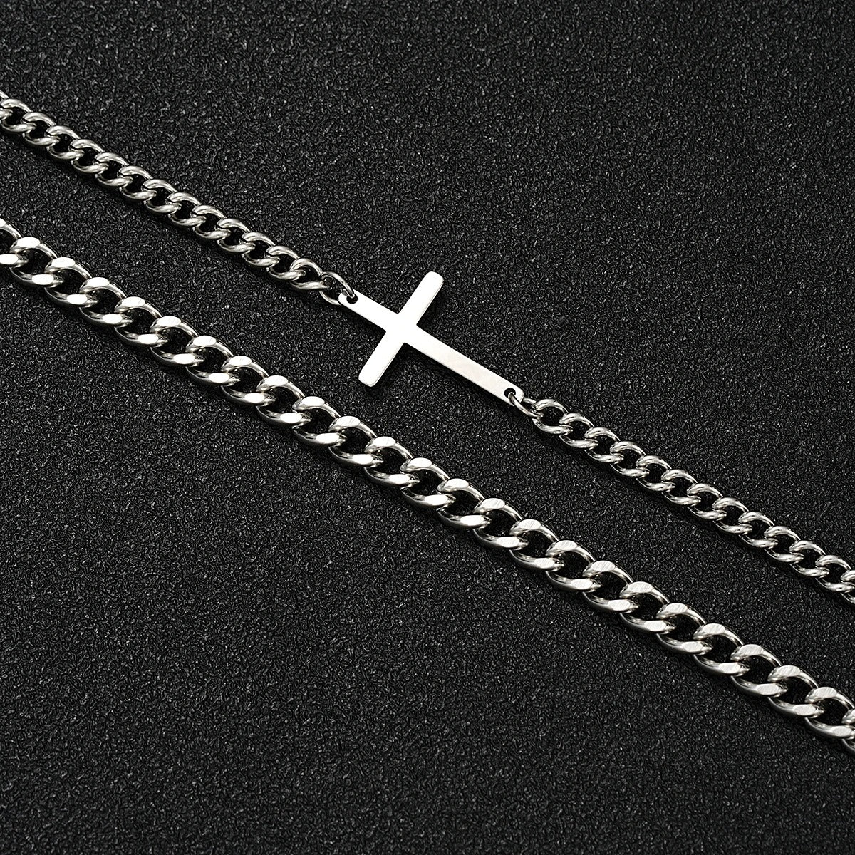 Stainless Steel Cross Cuban Chain Bracelets