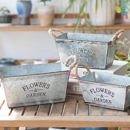 Flowers & Garden Galvanized Metal Flower Pot