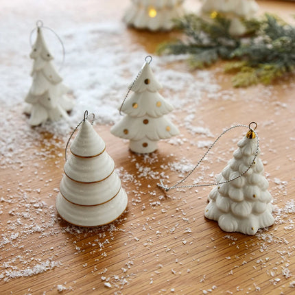 Snow Dusted Christmas Tree Hanging Ornaments