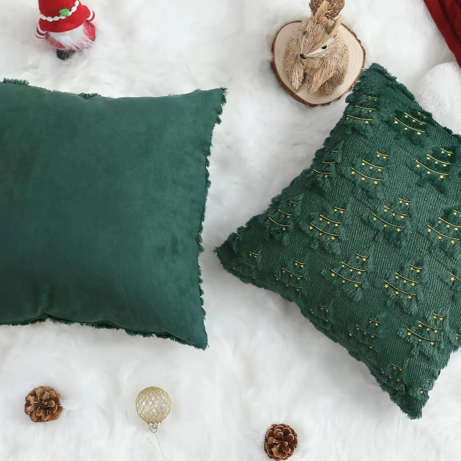 Christmas Tree Lights Fur Cushion Covers