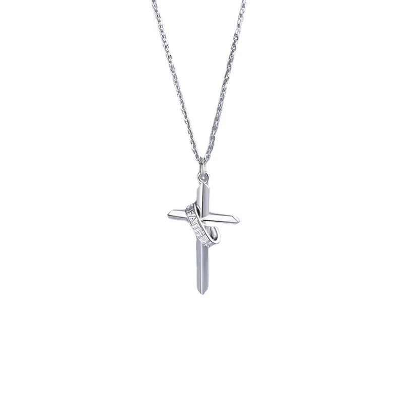 Veritas Sterling Silver Bible Verse Cross Necklace