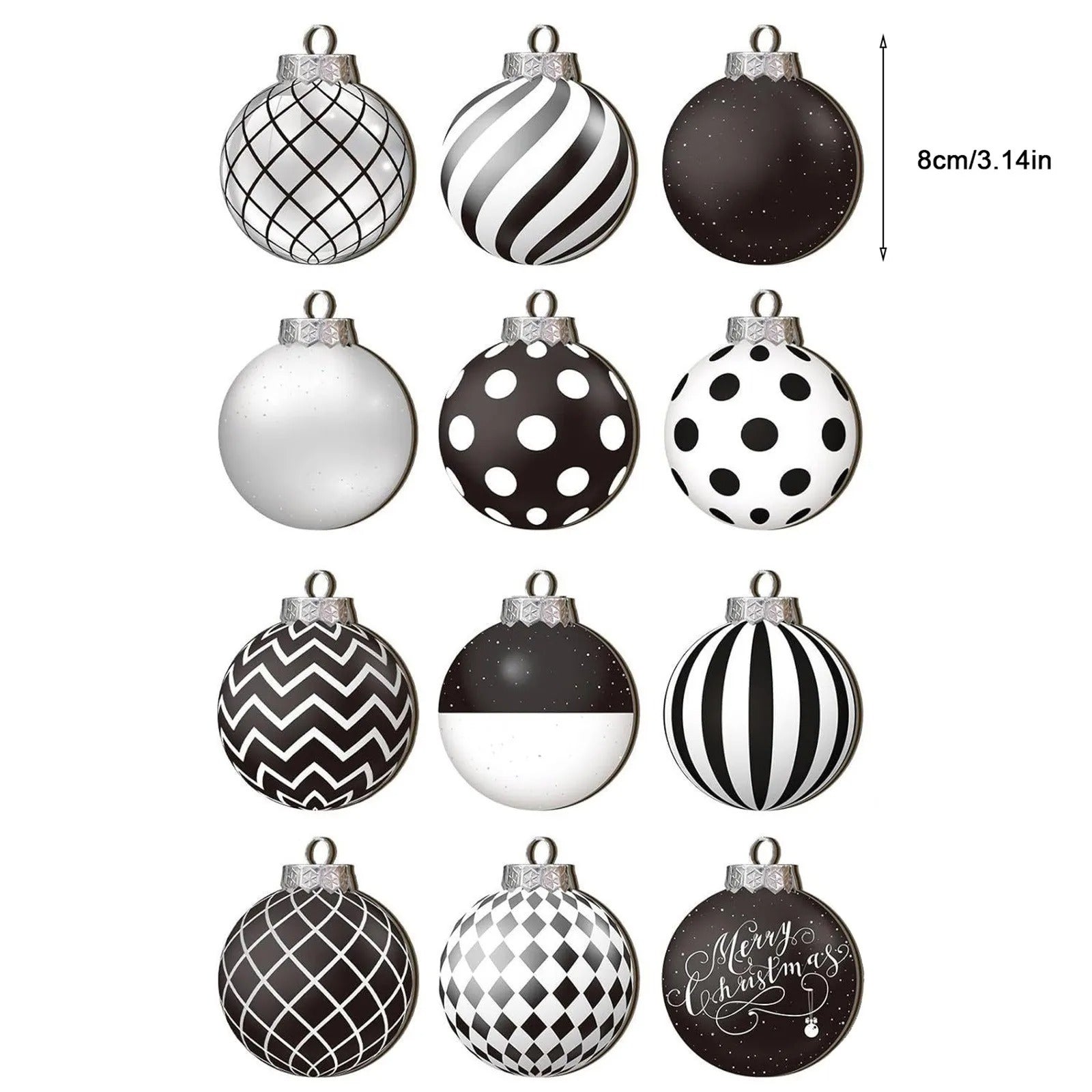 12-Piece Wooden Christmas Tree Ornaments Set