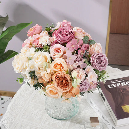 Artificial Peony & Hydrangea Bouquet