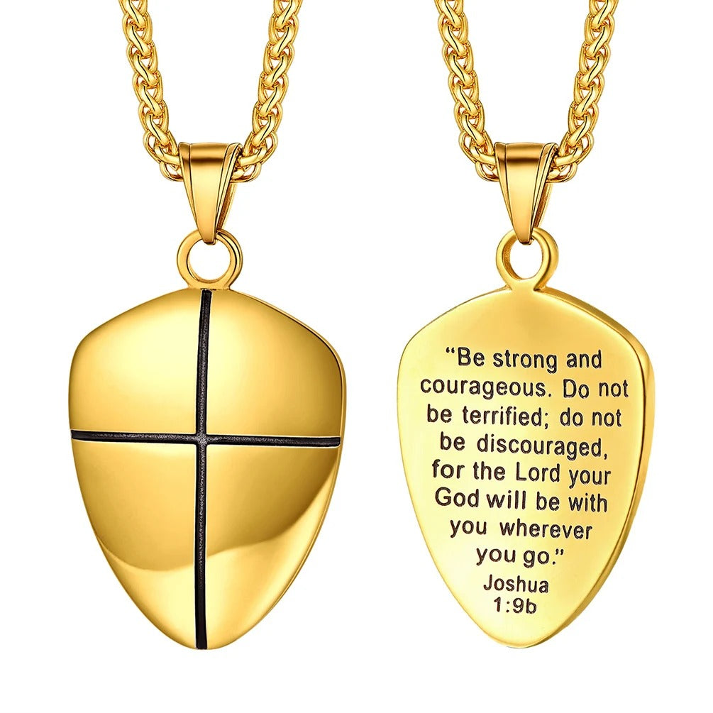 Shield of Faith Stainless Steel Cross Necklace