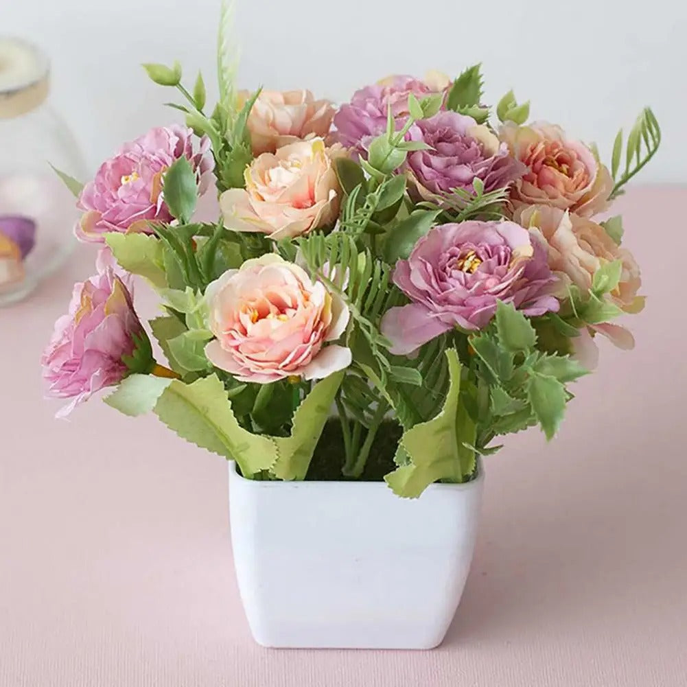 Multi-Colour Rose Artificial Potted Flowers