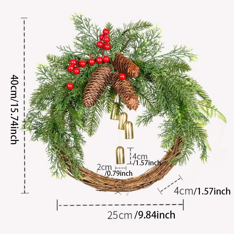 Pine & Bells Garland Christmas Wreath