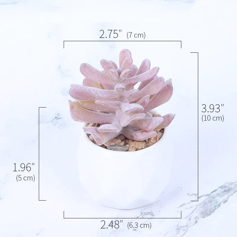 Pink Flocking Artificial Pot Plants