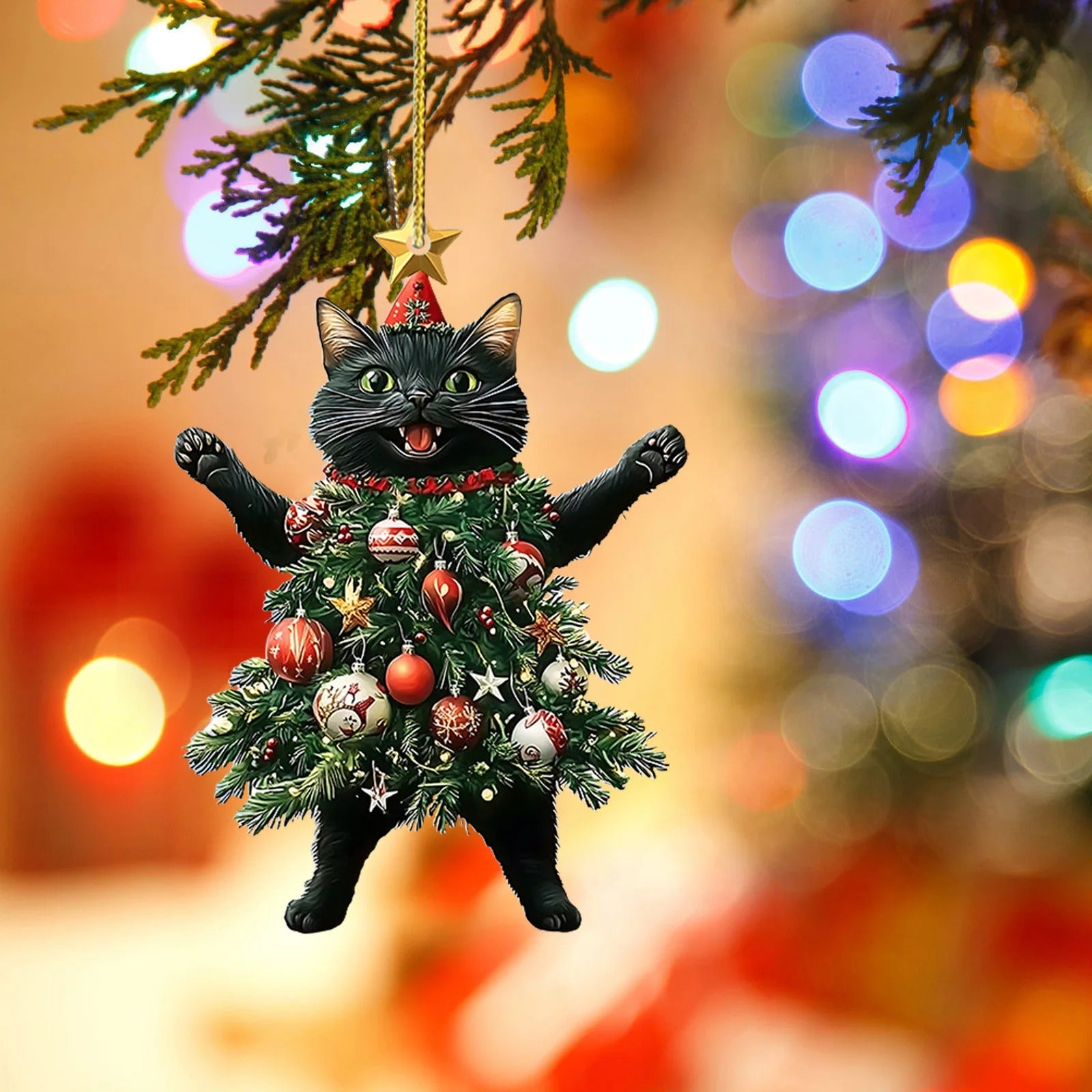 Cat Christmas Tree Ornament