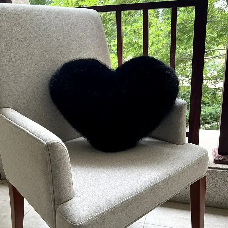 Luxe Heart Faux Fur Cushion