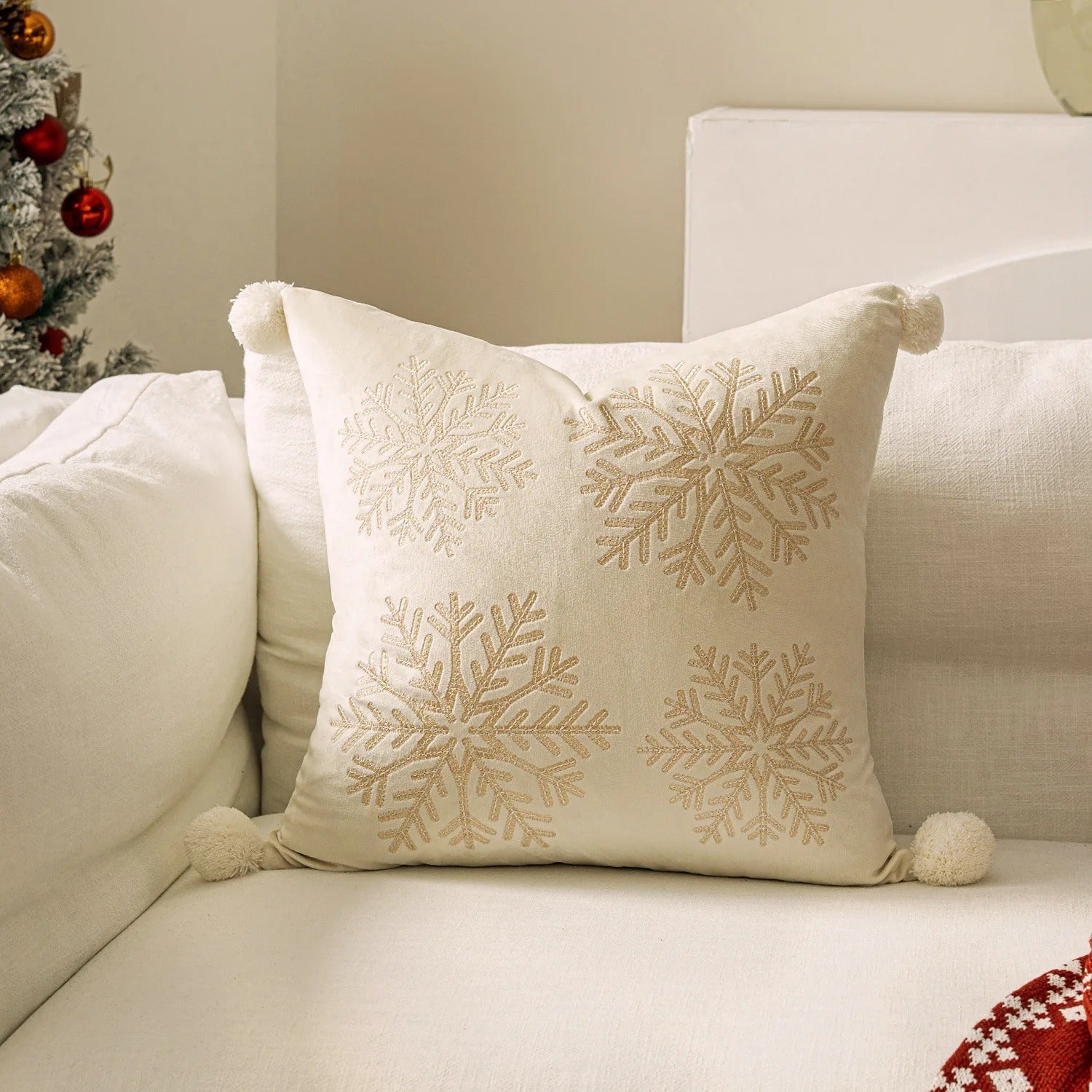 Christmas Tree Embroided Cushion Cover