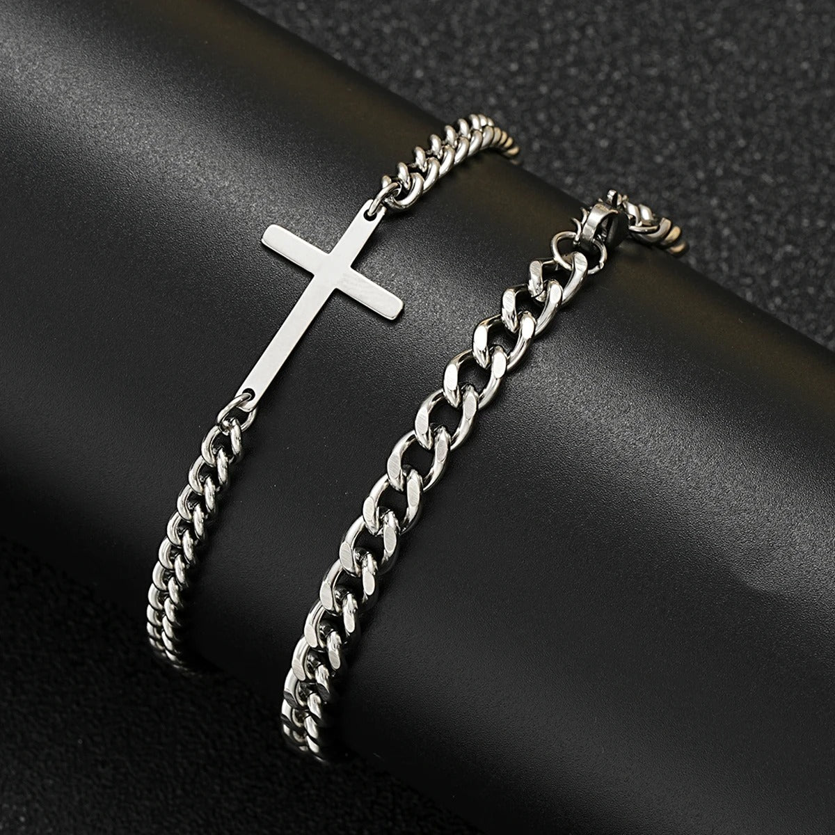 Stainless Steel Cross Cuban Chain Bracelets