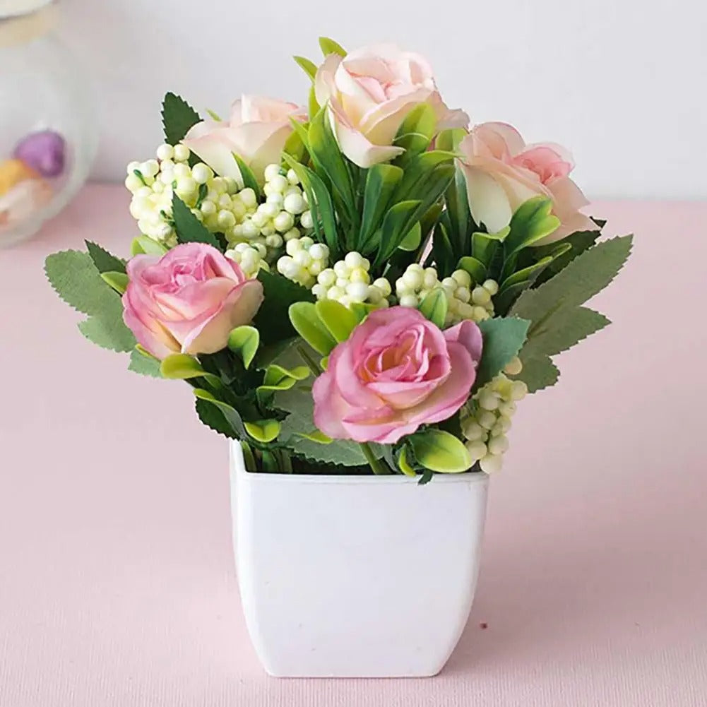 Multi-Colour Rose Artificial Potted Flowers