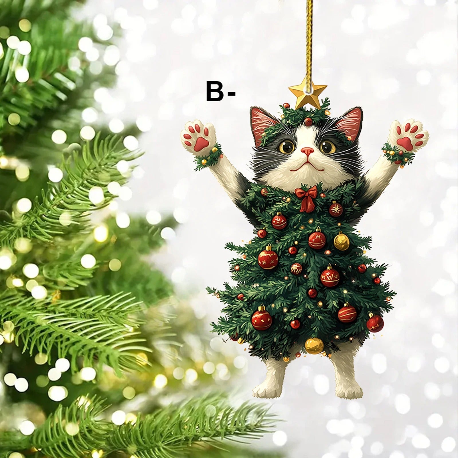 Cat Christmas Tree Ornament