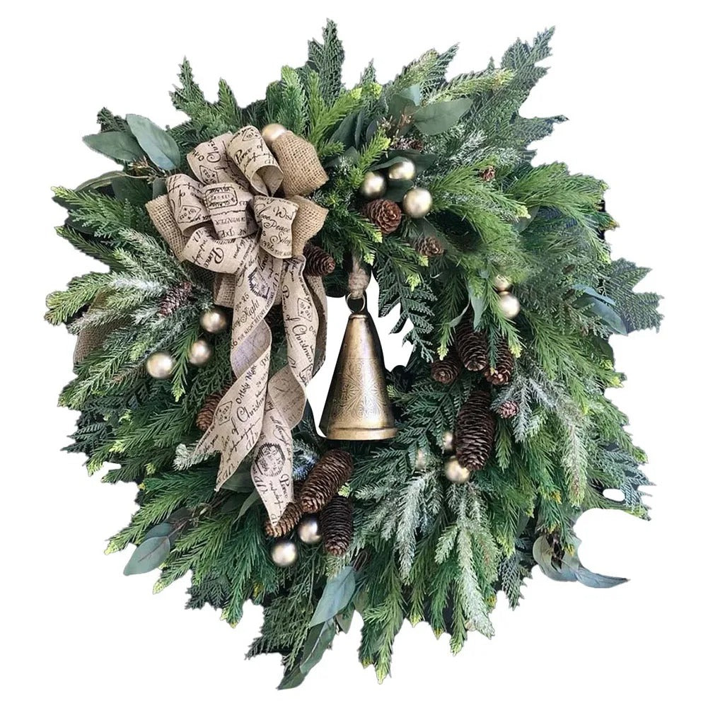 Pine & Bells Garland Christmas Wreath