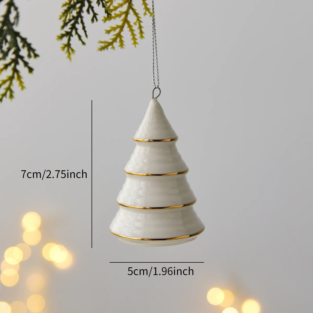 Snow Dusted Christmas Tree Hanging Ornaments