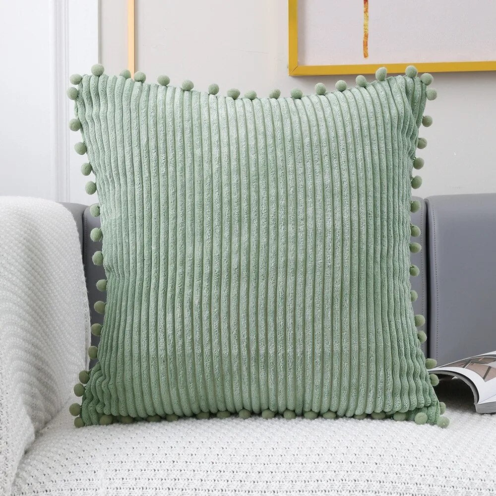 Pom Pom Corduroy Cushion Cover