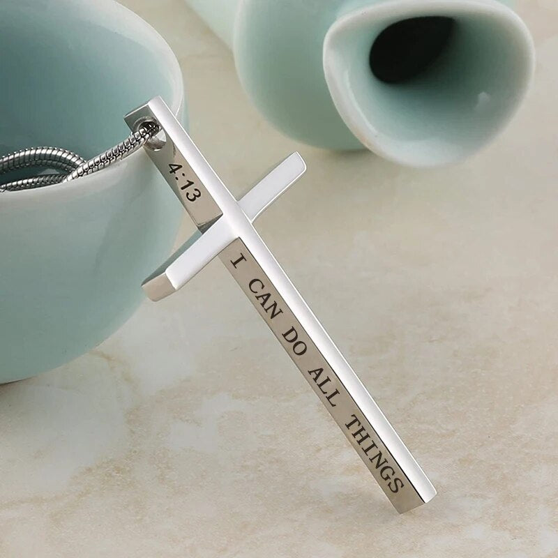 Philippians 4:13 Cross Pendant Necklace