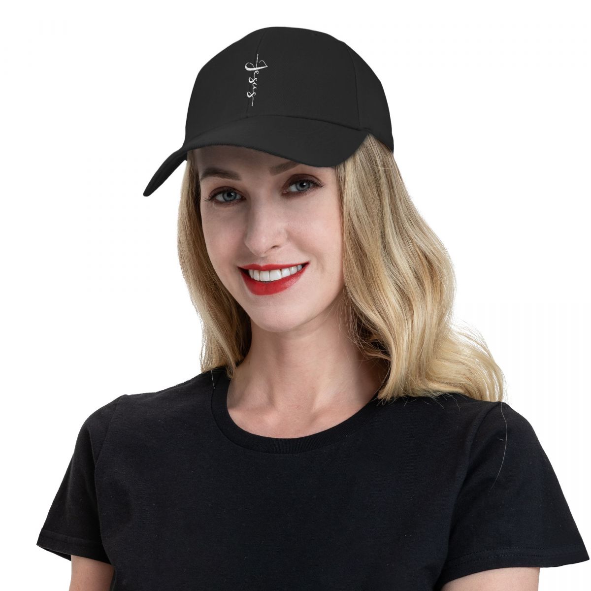 Jesus Cursive Adult Baseball Cap